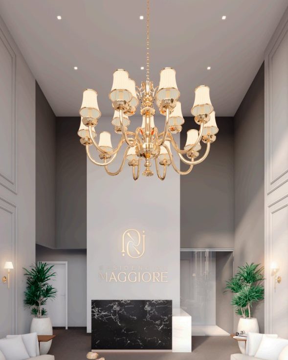 Maggiore residential lobby, chandelier interior