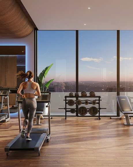 Three condominium towers, daylight exterior render